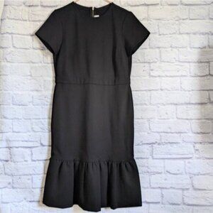 Chloe Kristyn Ponte Sheath Dress M Black LBD Business Cocktail Ruffle Peplum